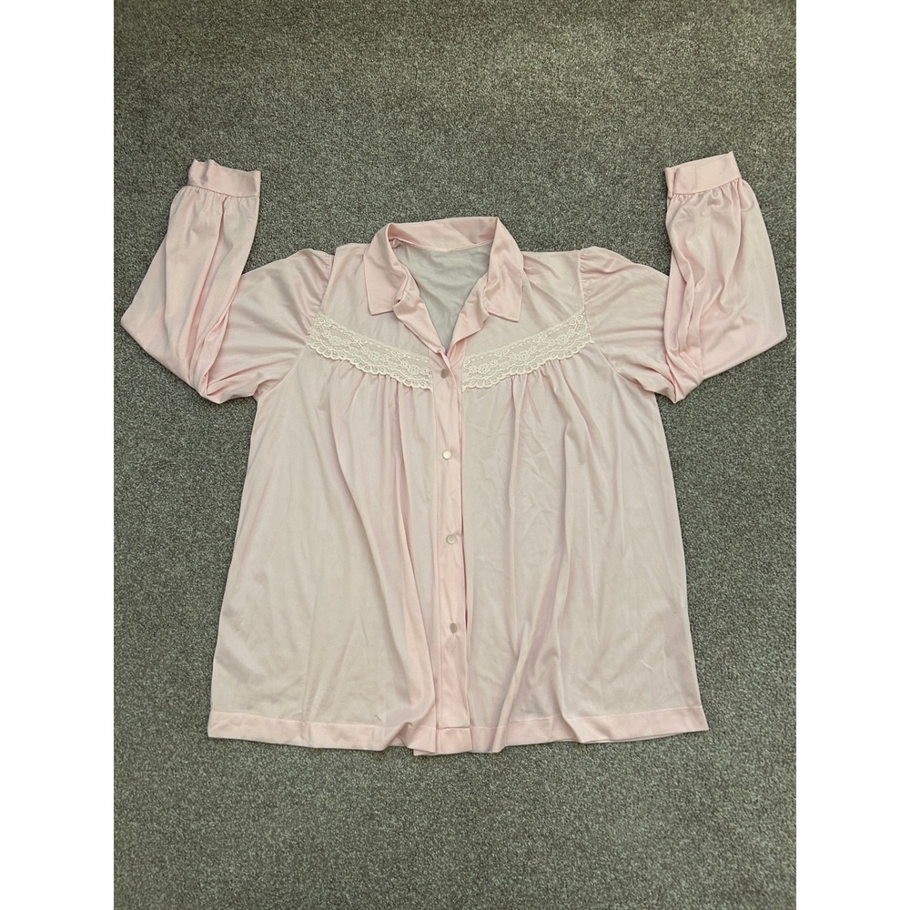 Pinehurst Lingerie Bed Jacket Womens Large Pink Excellent Lace Trim Vintage 2404